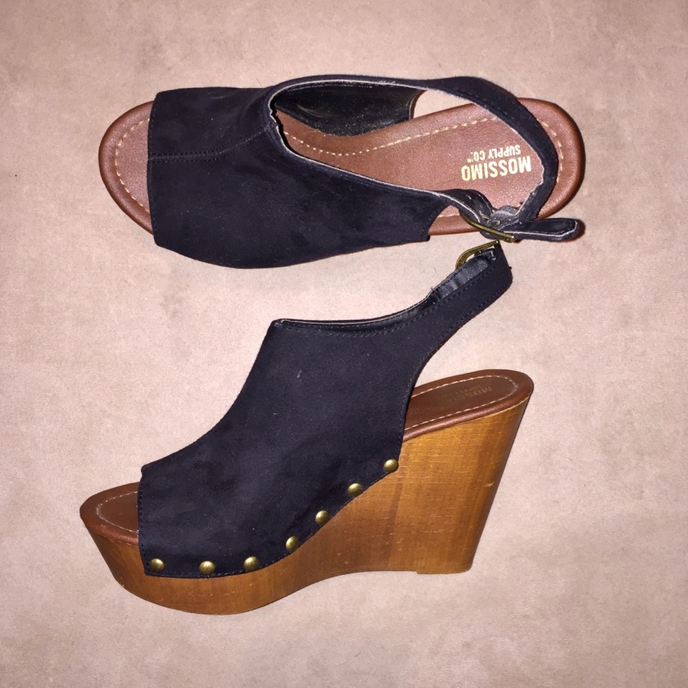 Black suede wedges